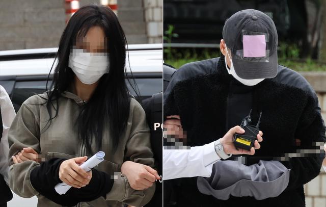 축구 국가대표팀 주장 손흥민의 아이를 임신했다고 주장하며 손씨에게 돈을 뜯어내려 한 20대 여성 양모씨왼쪽와 40대 남성 용모씨가 17일 영장실질심사를 받기 위해 서울중앙지법에 들어서고 있다사진연합뉴스