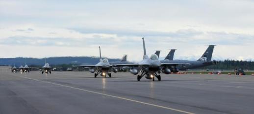 Two pilots eject as South Korean fighter jet veers off runway during takeoff in Alaska