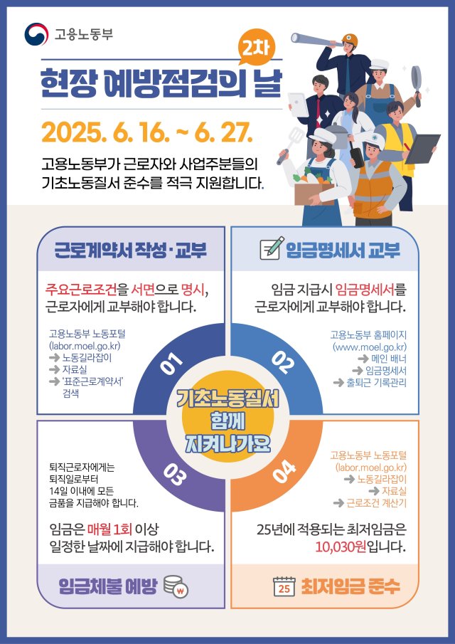 고용부, 현장 예방점검의 날 운영…체불 피해 막는다