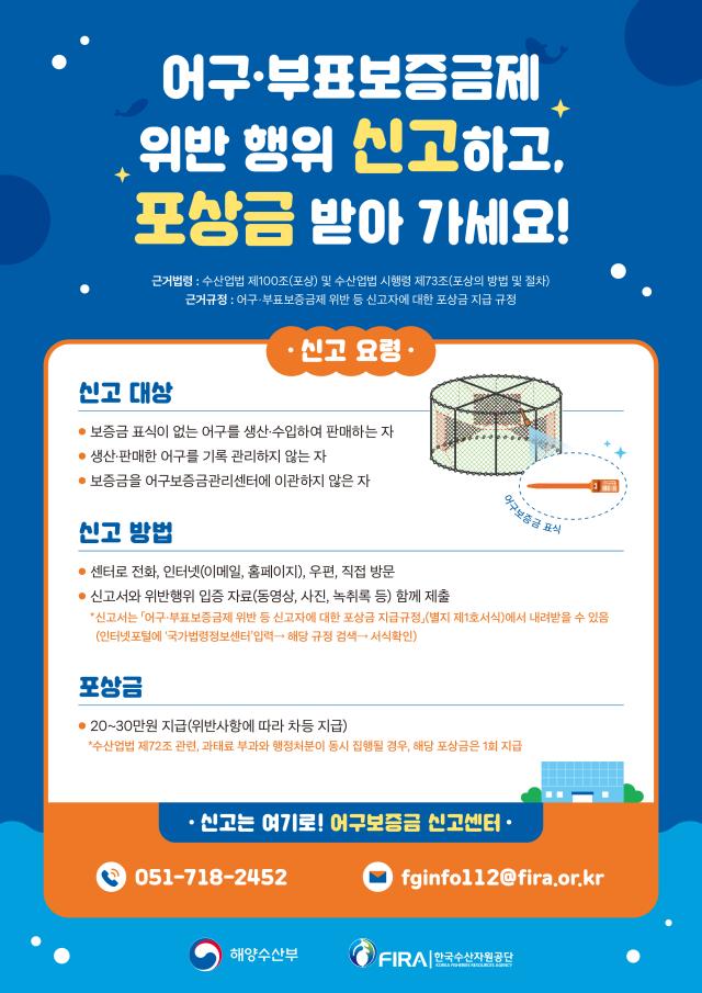 '어구보증금제 위반 신고하세요' 해수부 포상금제 운영