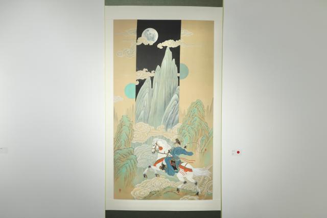This photograph shows artist Jeong Ha-yuls Buddhist painting Leaving the Palace displayed at Moowoosoo Gallery in Seoul on June 17 AJP Han Jun-gu