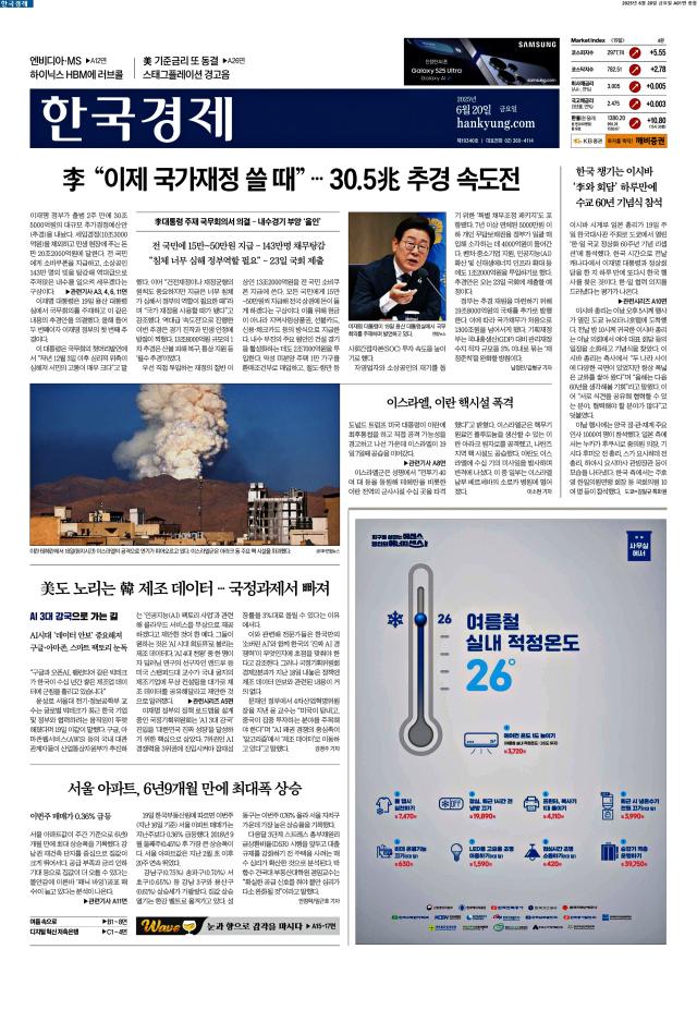 한국경제 1면