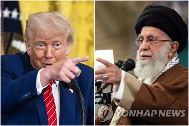 US President Donald Trump left and Iran’s Supreme Leader Ayatollah Ali Khamenei Yonhap