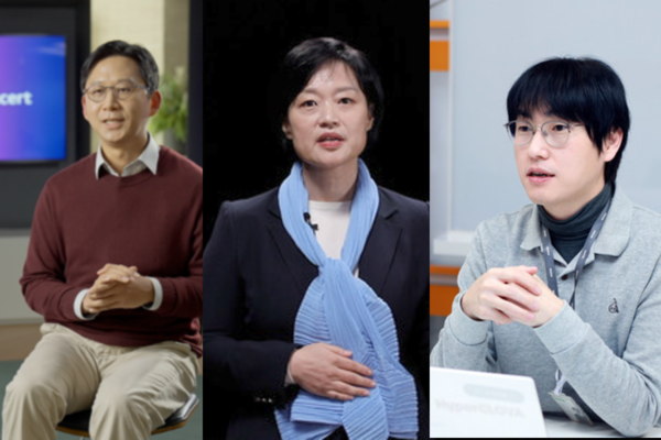 왼쪽부터 배경훈 과학기술정보통신부 장관 후보자 한성숙 중소벤처기업부 장관 후보자 하정우 AI 미래기획 수석 사진각사
