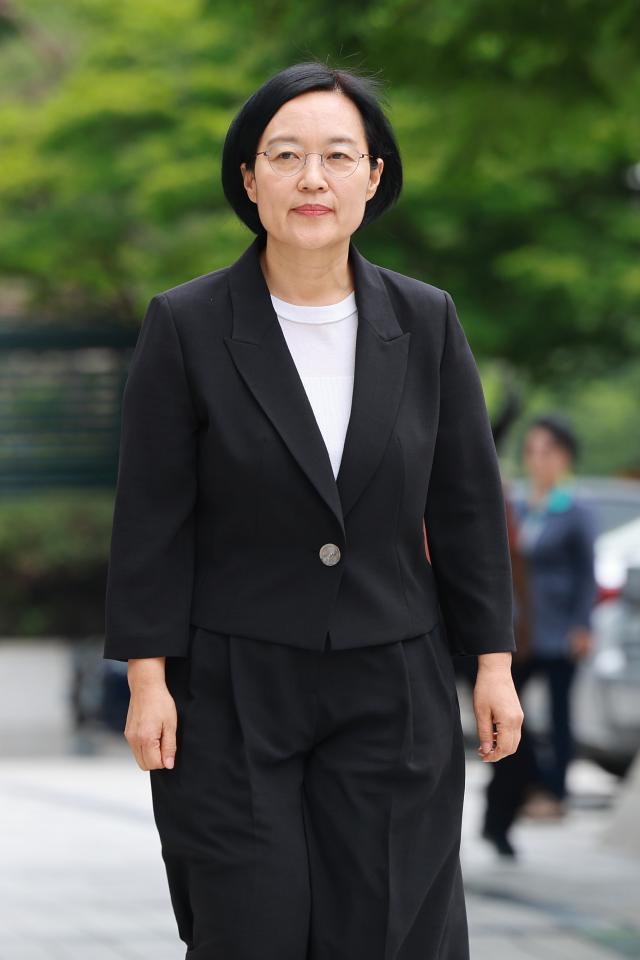 Han Seong-sook nominee of the Minister of SMEs and Startups walks to her office in Yeouido Seoul June 24 2025 Yonhap