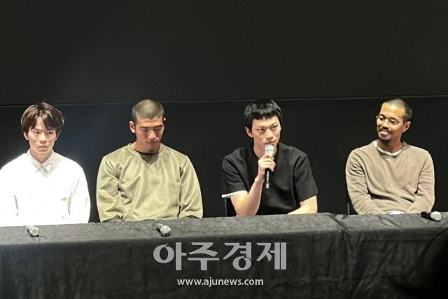 주연 배우 하야시 유타왼쪽부터 히다카 유키토 쿠리하라 하야토 네오 소라 감독 사진최송희 기자