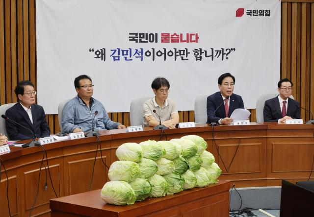 송언석 국민의힘 원내대표가 30일 국회에서 열린 김민석 국무총리 후보자 국민청문회에서 발언하고 있다 사진연합뉴스