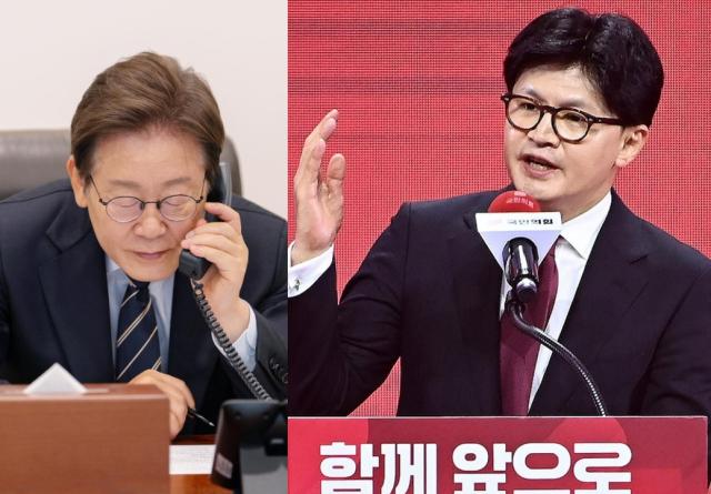 좌 이재명 대통령 우 한동훈 국민의힘 전 대표  출처  연합뉴스
