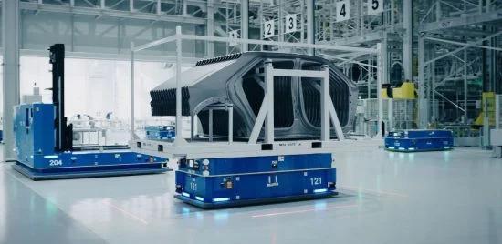 Vehicle body panels produced at HMGMA’s press shop are loaded onto pallets and transported by an Automated Guided Vehicle AGV Courtesy of Hyundai Motor Group