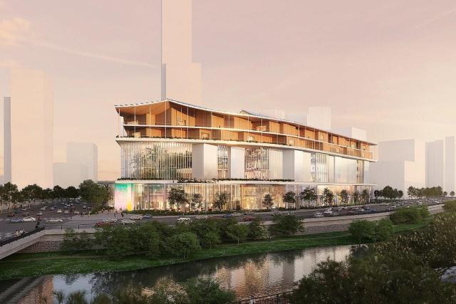 더현대 광주 조감도 프리츠커상을 수상한 헤르초크 드 뫼롱Herzog de Meuron 설계사무소가 설계를 맡았다 사진현대백화점그룹