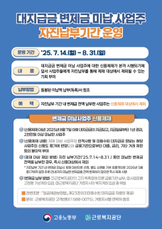 고용부 내달 31일까지 대지급금 변제금 자진납부 기한 운영