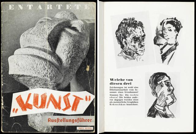 퇴폐 미술전Degenerate Art 전시 도록 앞표지왼쪽와 31쪽오른쪽1937년 독일서 발행사진런던 빅토리아 앤 알버트 뮤지엄 누리집