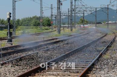 [포토] 달궈진 레일 열기 식히는 자동살수장치