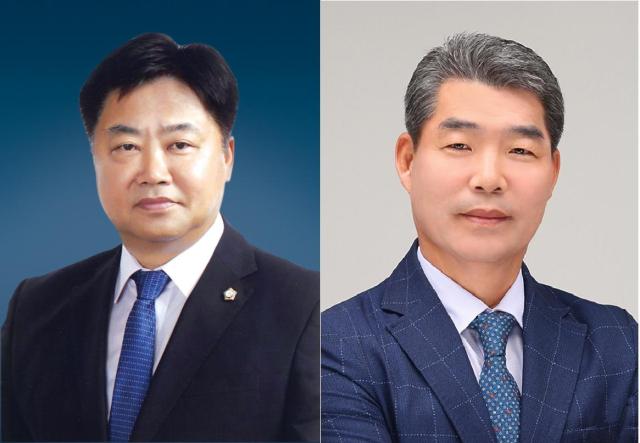 남원시의회 예산결산특별위원회 위원장에 선출된 윤지홍 의원왼쪽과 윤리특별위원회 위원장에 선출된 소태수 의원사진남원시의회
