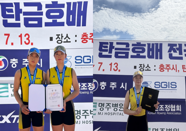 왼쪽부터 경량싱글스컬_최수진 선수 경량더블스컬_이수민 선수와 최서현 선수사진부산항만공사