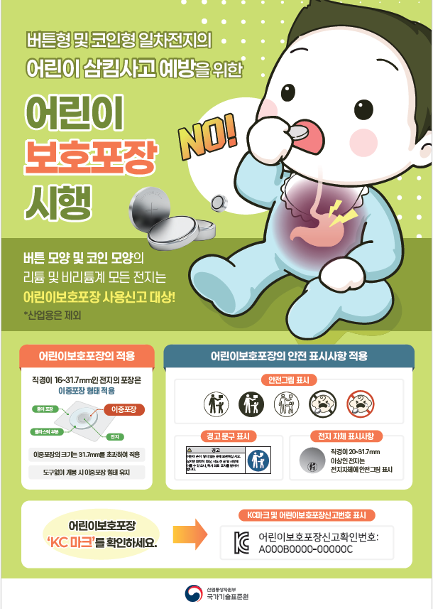 버튼형 및 코인형 일차전지 어린이보호포장 적용 그래픽 사진산업통상자원부