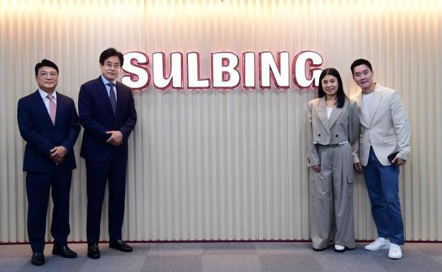 From left Kim Deok-joo Head of Overseas Business at Sulbing Kim Eui-yeol CEO of Sulbing Winnie Go CEO of Beyond Bingsu Café and Arvin Ong COO of Beyond Bingsu Café following the signing of the master franchise agreement for Sulbing’s expansion into the Philippines Courtesy of Sulbing