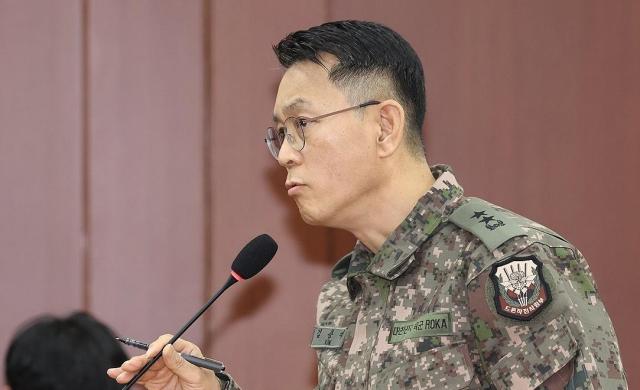 김용대 드론작전사령관이 10일 오전 국회 국방위원회 전체회의에서 평양 무인기 관련 질의에 답하고 있다 사진연합뉴스