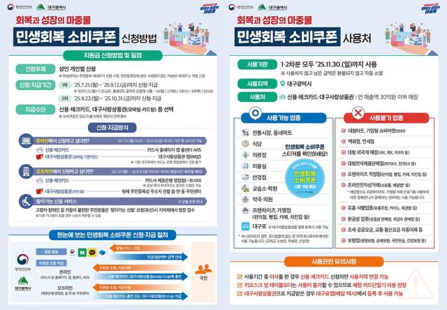 대구시는 정부의 민생 회복 소비 쿠폰 지급계획이 확정됨에 따라 소비 쿠폰 전담 TF를 구성하고 대구시 세부 지급계획을 마련했다 사진대구시