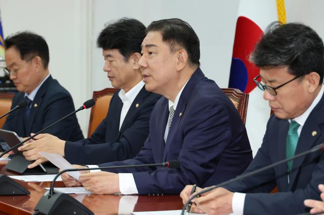 김병기 더불어민주당 당대표 직무대행 겸 원내대표가 17일 서울 여의도 국회에서 열린 정책조정회의에서 발언하고 있다 사진연합뉴스