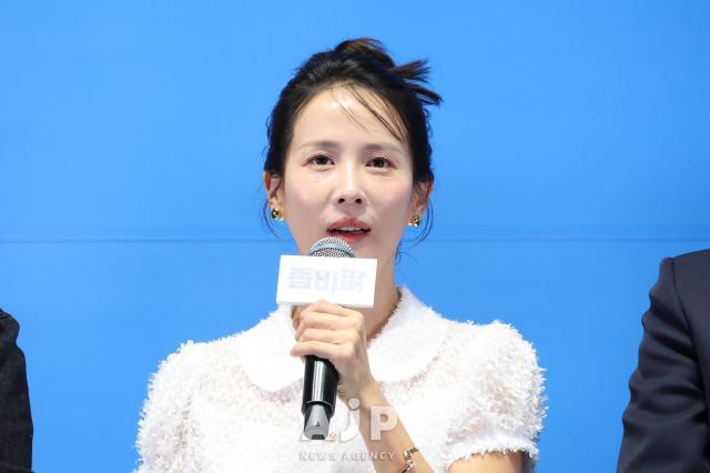 Actress Cho Yeo-jeong speaks during a press event for My Daughter is a Zombie at Megabox COEX in southern Seoul on July 21 2025 AJP Han Jun-gu