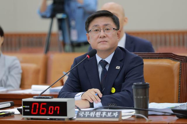 김성환 환경부 장관 후보자가 15일 서울 여의도 국회 환경노동위원회에서 열린 인사청문회에 참석하고 있다 20250715사진유대길 기자 dbeorlf123ajunewscom
