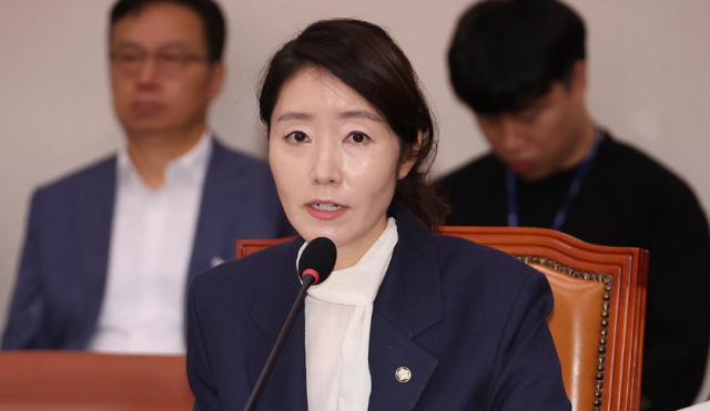 Kang Sun-woo nominee for gender equality and family minister answers questions during her confirmation hearing at the National Assembly on July 14 2025 Yonhap