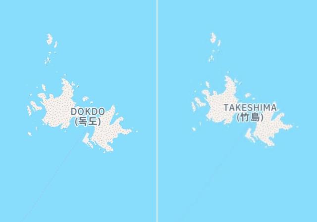 한국 검색 시 독도왼쪽 일본 검색 시 다케시마로 나오는 인스타그램 지도 사진서경덕 교수 제공
