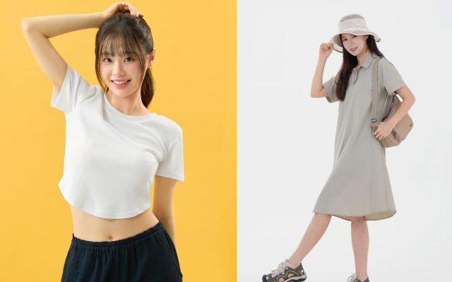BYC 보디드라이 크롭탑왼쪽·마운티아 스피네원피스 사진 각 사
