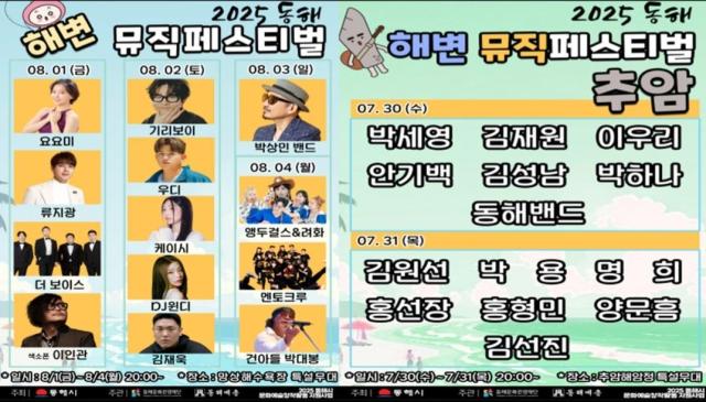 ‘2025 해변 뮤직 페스티벌’ 포스터 사진동해시