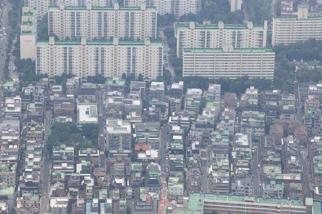 서울 송파구 롯데월드타워 전망대 서울스카이에서 바라본 서울 주택 모습 사진연합뉴스