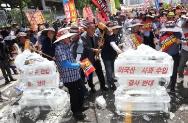 韩国果农集会反对政府开放进口美国产苹果