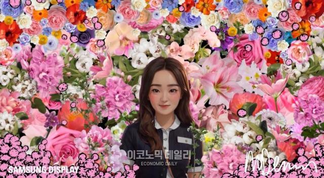 삼성디스플레이 OLED 갤러리에서 AI 기술로 바심 마그디나 마크 데니스 작품과 함께 재탄생한 기자의 AI 셀피 완성본 사진정보운 기자