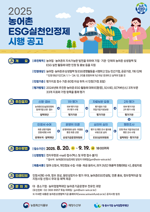 2025년 농어촌ESG실천인정제 공고문 사진해양수산부