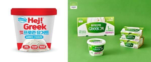 동원FB 덴마크 하이 그릭 프로즌 요거트왼쪽와 풀무원다논 풀무원요거트 그릭 제품 이미지 사진동원FB·풀무원