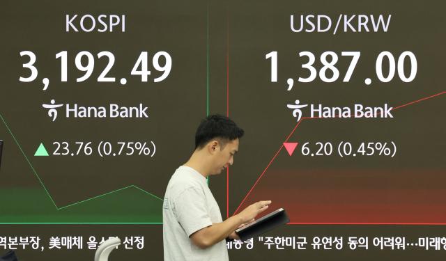 25일 서울 중구 하나은행 본점 딜링룸에서 직원들이 업무를 보고 있다 이날 코스피는 이날 오전 9시 2분 기준 전 거래일 대비 2639포인트083 오른 319512를 나타냈다사진연합뉴스