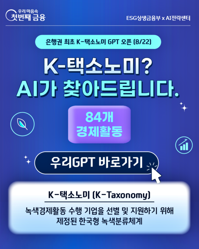 우리은행 K-택소노미 AI 도입으로 녹색금융 지원 강화 사진우리은행
