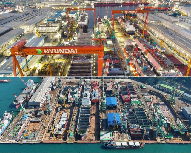 Cropped photo of HD Hyundai Heavy Industries site up and HD Hyundai Mipo shipyard Courtesy of HD Hyundai Heavy Industries