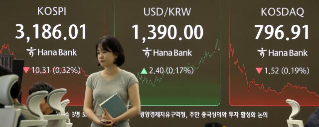 서울시 중구 하나은행 딜링룸 현황판 사진연합뉴스