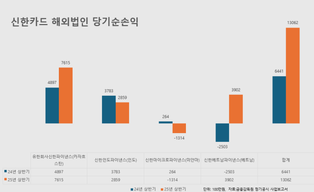 신한카드 해외법인 당기순손익 통계 사진방예준 기자