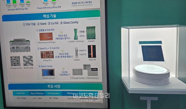 삼성전기 부스에 소개된 유리기판 제품 사진김다경 기자