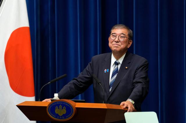 지난 7일 사임 기자회견을 하고 있는 이시바 시게루 일본 총리사진EPA연합뉴스