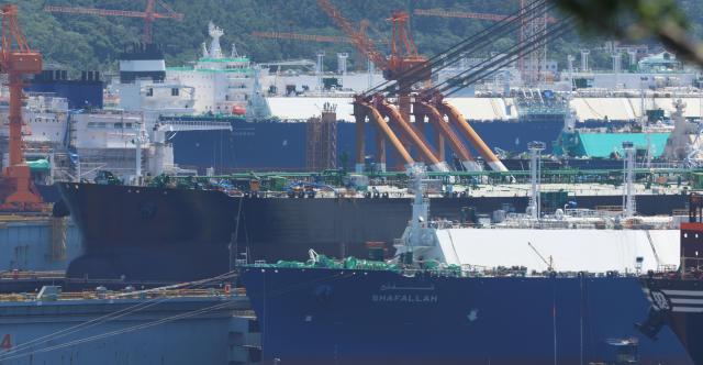 Hanwha Ocean Geoje shipyard July 31 2025 Yonhap