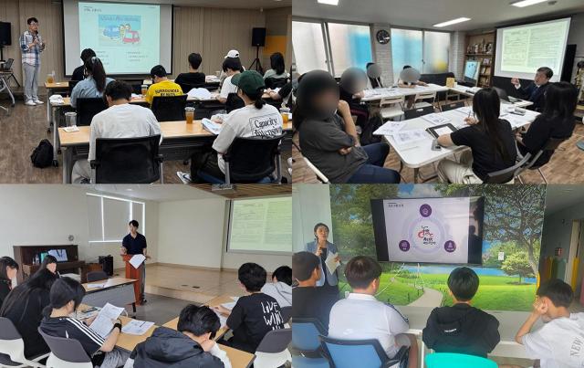 세발자전거 프로그램을 진행 중인 모습 왼쪽부터 시계방향으로세종의 석근배 이정렬 최유진 정윤수 변호사 사진법무법인 세종