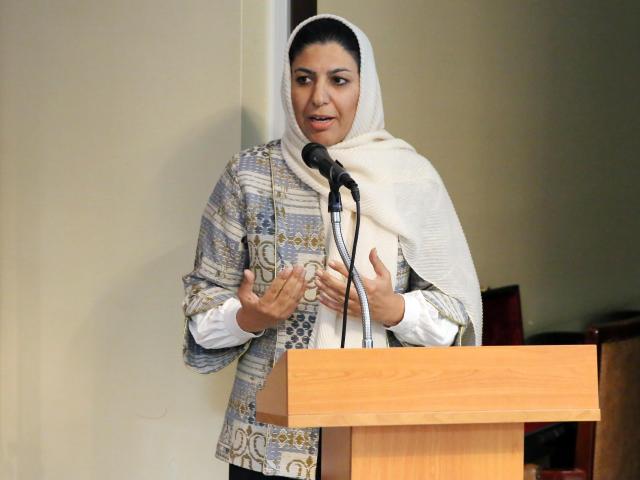 Hamideh Amini Third Secretary for Public Diplomacy at the Iranian Embassy delivers remarks during the cultural event in Seoul on September 9 2025 AJP Park Sae-jin