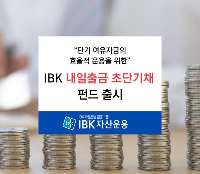 IBK자산운용은 금리변동위험은 최소화하면서 안정적인 수익을 추구하는 IBK 내일출금 초단기채 증권투자신탁을 출시했다고 12일 밝혔다 사진IBK자산운용