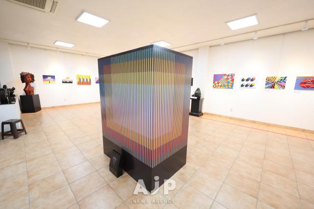 One of Carlos Cruz Diezs works is displayed at the exhibition Color Without Limits Tribute to Carlos Cruz Diez in Goyang City on September 11