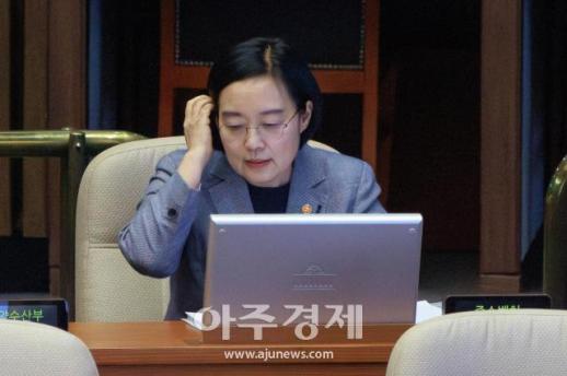 [포토] 경제분야 대정부질문 참석한 한성숙 중기부 장관
