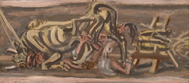 이중섭 소와 아이 1954 하드보드지에 유화 298×645cm 사진K옥션 누리집