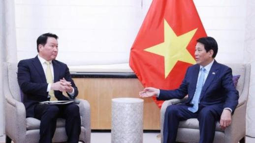 Chủ tịch Tập đoàn SK (Hàn Quốc) hội kiến Chủ tịch nước Lương Cường tại Mỹ bên lề Đại hội đồng Liên hợp quốc Khóa 80